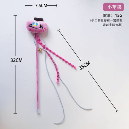 跨境逗猫棒高颜值猫咪卡通流苏铃铛发声互动解闷猫玩具耐抓逗猫杆