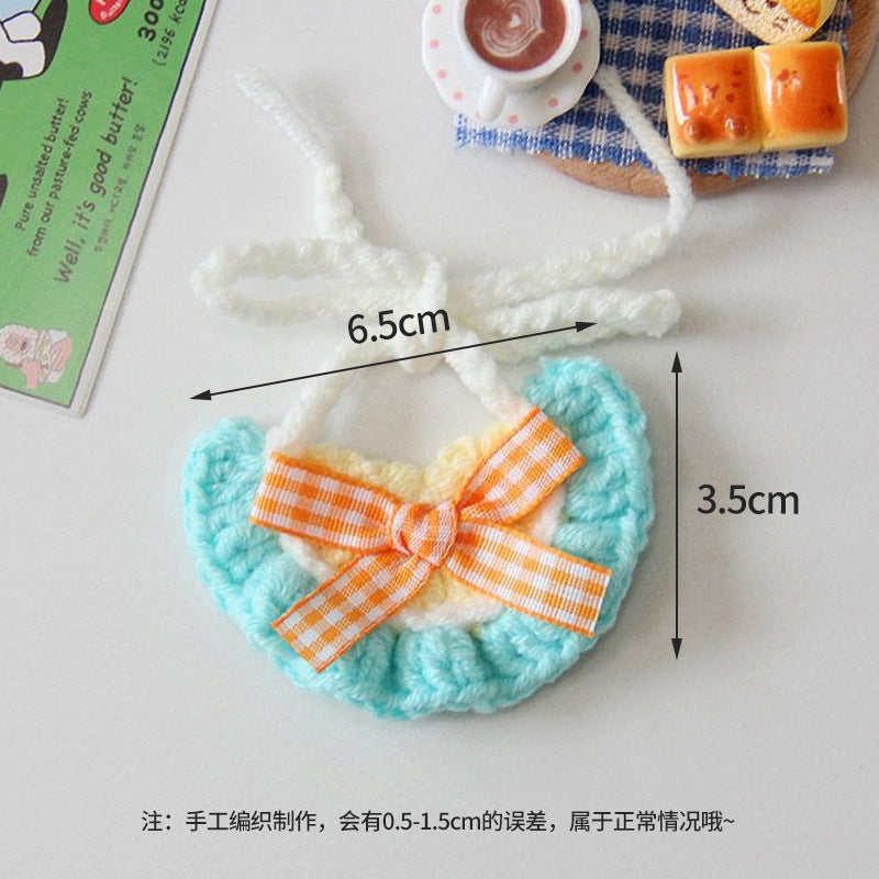 纯手工钩织mini小型宠物口水巾小奶猫毛绒围兜西高地百搭卡通围巾