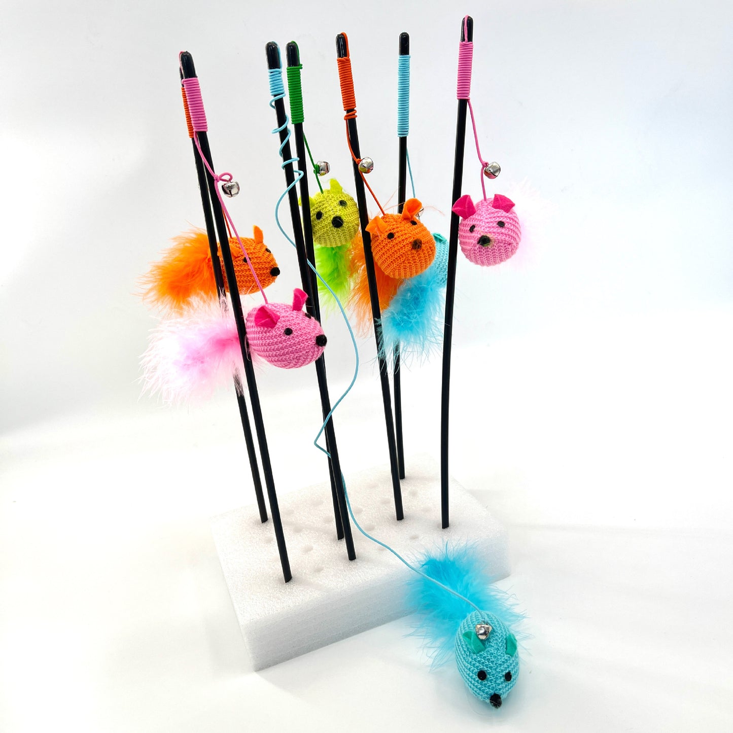 Moo - Interactive Feather Mouse Teaser Wand for Cats