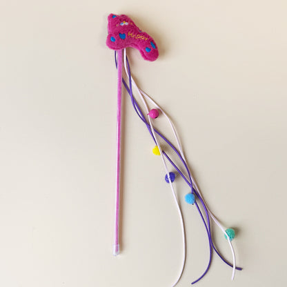 Product image for Moo - Cat Character Plush Topper Bell cat teaser wand (Fuchsia)