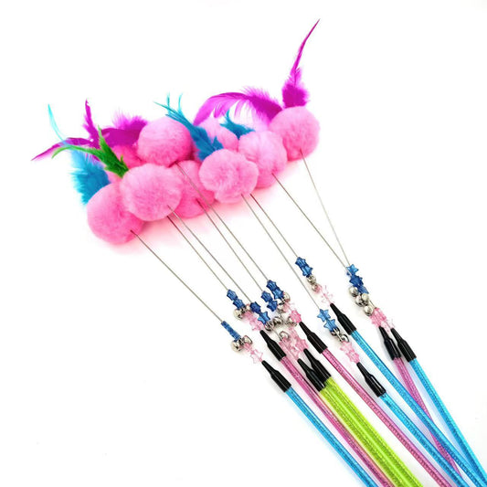 Moo - Pom-Pom Feather Cat Teaser Stick