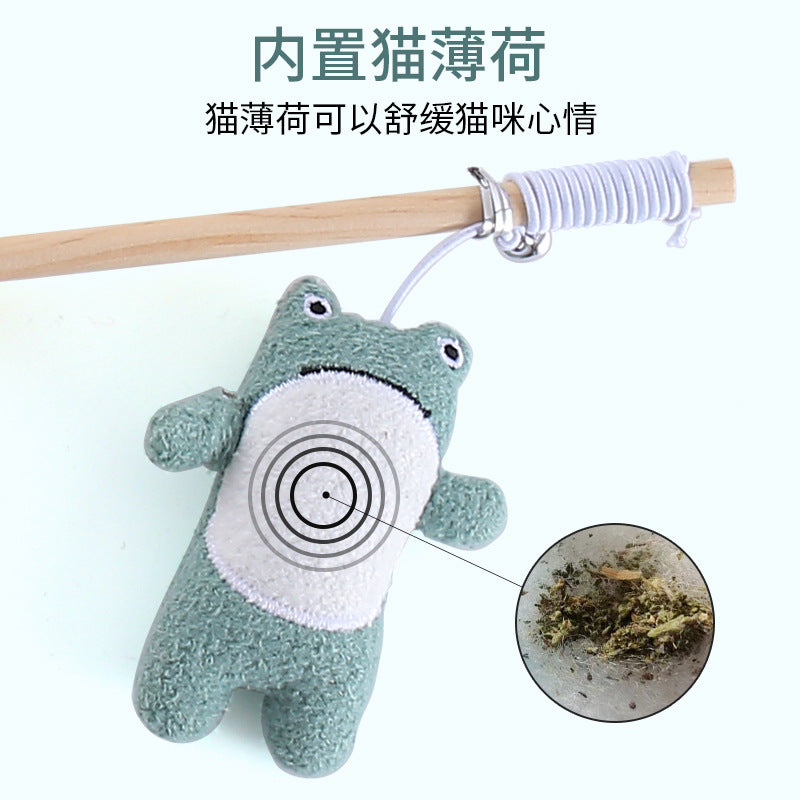 Moo - Plush Character Wand Cat Toy
