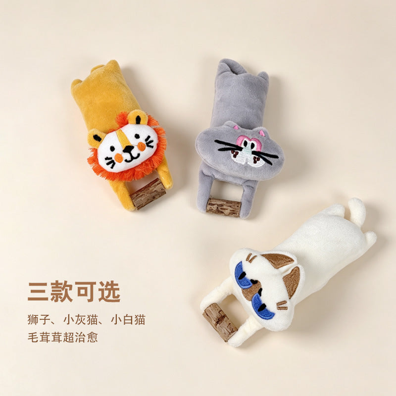 猫玩具木天蓼趴趴动物狮子毛绒玩具互动解闷安抚自嗨逗猫神器厂家