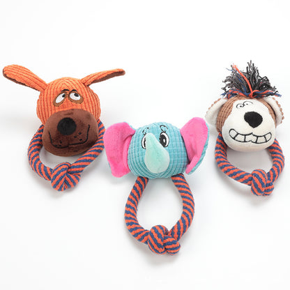 Petkin - Plush Character Head Rope Loop dog toy