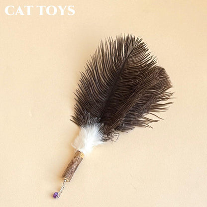 猫玩具鸵鸟毛兔毛逗猫棒替换头磨牙木天蓼自嗨解闷逗猫神器带铃铛