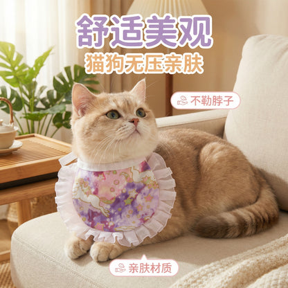 猫咪围脖新款狗狗口水巾宠物半兜独角兽配饰可爱蕾丝项圈保暖舒适