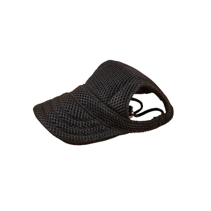 Side view of dog wearing Ozzie lightweight mesh hat with ear holes
