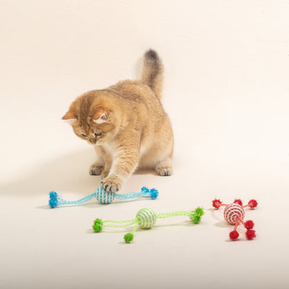 网红猫玩具网管绕绳球金聪球猫咪自嗨玩具逗猫球猫咪六爪球批发