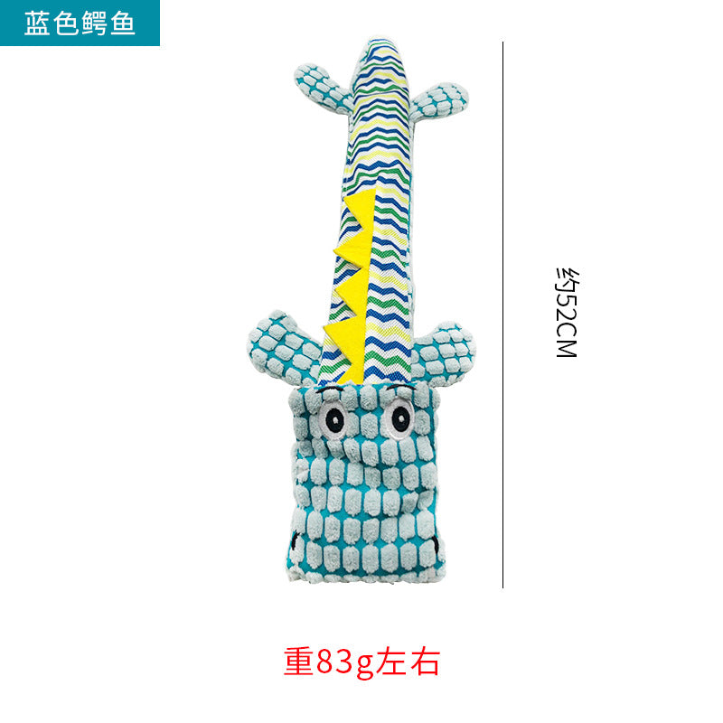 亚马逊爆款创意毛绒鳄鱼狗玩具大型犬狗玩具磨牙耐啃咬发声狗玩具