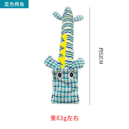亚马逊爆款创意毛绒鳄鱼狗玩具大型犬狗玩具磨牙耐啃咬发声狗玩具