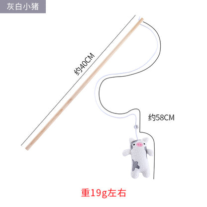 Moo - Plush Character Wand Cat Toy