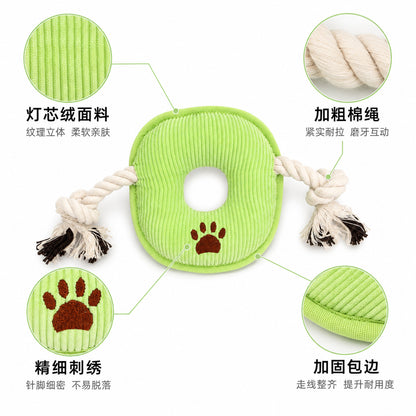 跨境亚马逊宠物狗狗玩具耐咬磨牙加粗棉绳灯芯绒拉环互动洁齿训练