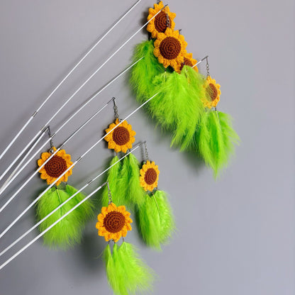 Moo Sunflower Feather Bouquet Wand Cat Toy featuring vibrant sunflower and feather bouquet on wand