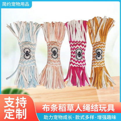 现货狗狗玩具宠物用品布条稻草人绳结玩伴搞怪互动助于耐咬磨牙
