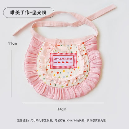 手作鎏光布偶猫泰迪狗蕾丝口水巾长毛猫吃饭防脏围脖高颜值小围嘴