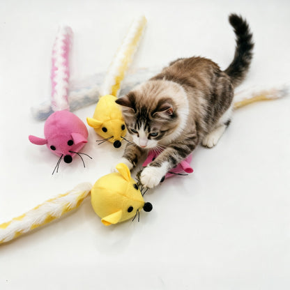 宠物猫玩具毛绒长尾老鼠 逗猫仿真老鼠 猫咪自嗨啃咬玩具宠物用品