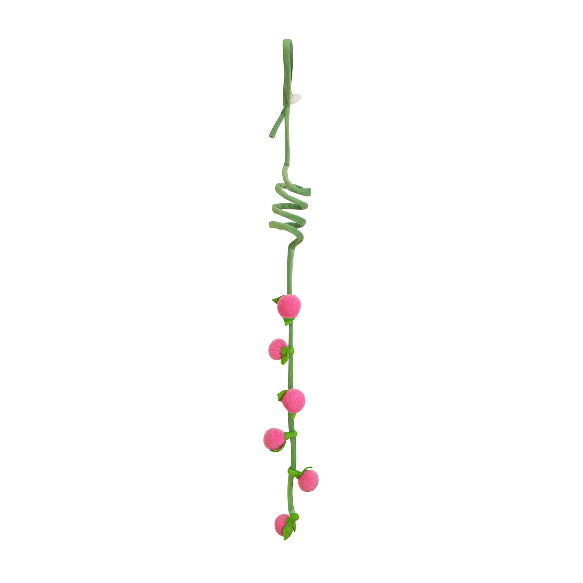 Side view of Moo hanging fruit vine cat toy highlighting the vine and fruit design