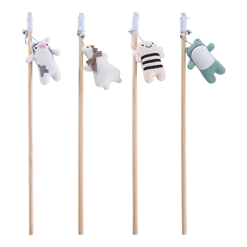 Moo - Plush Character Wand Cat Toy