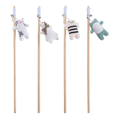 Moo - Plush Character Wand Cat Toy
