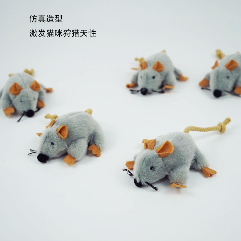 Moo - Fuzzy Plush Braided-Tail Mouse Cat Toy