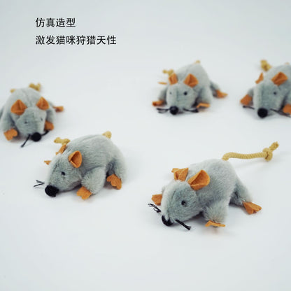Moo - Fuzzy Plush Braided-Tail Mouse Cat Toy