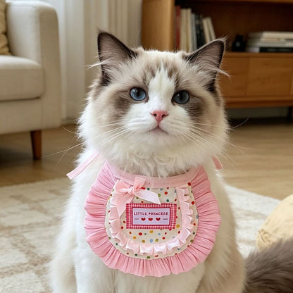 手作鎏光布偶猫泰迪狗蕾丝口水巾长毛猫吃饭防脏围脖高颜值小围嘴