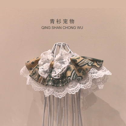 【青衫宠物】原创花边口水巾宠物猫咪狗狗布偶娃娃衣服墨绿色围脖