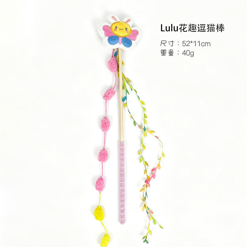 Product image for Moo - Plush Character Bell Cat Teaser Wand (Flower)