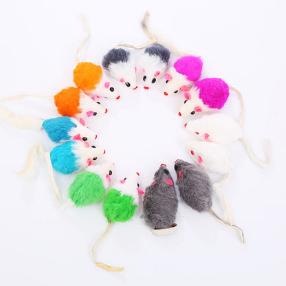 Moo - Mouse Shape with Ribbon Tail Cat Toy