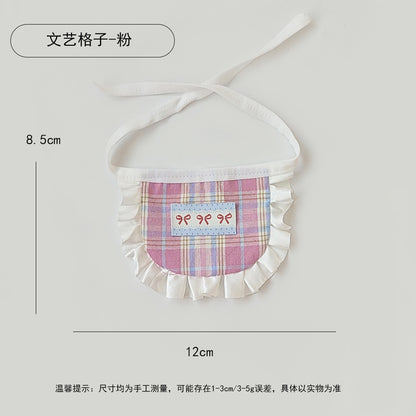 英伦纯色格子宠物口水巾中小型狗狗泰迪衣服装饰围兜拍照饰品围脖