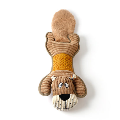 Chewia donkey plush dog toy viewed from the back with tail visible