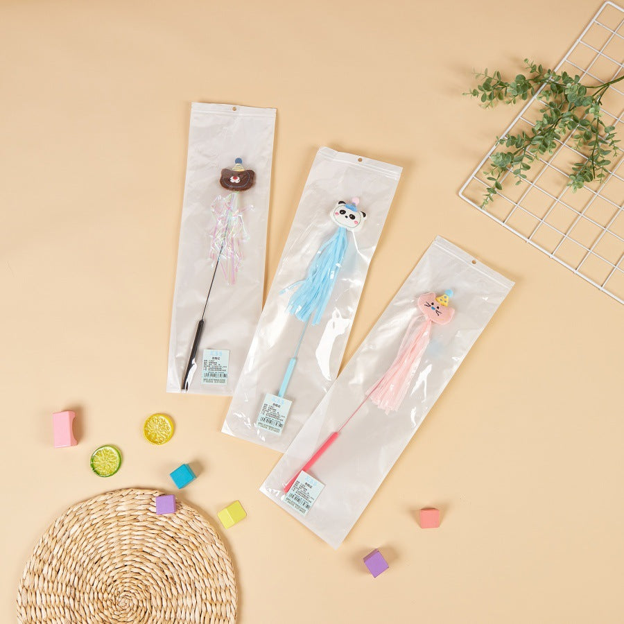 新款逗猫棒卡通动物仙女逗猫棒长杆铃铛自嗨解闷猫咪玩具宠物用品