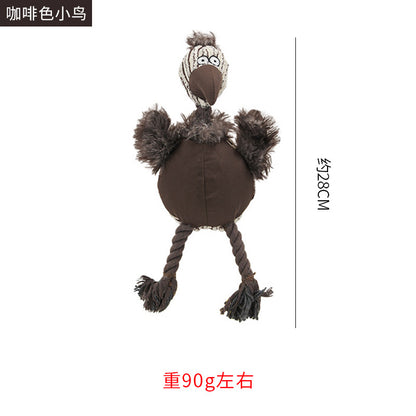 宠物用品亚马逊爆款毛绒小鸟玩具牛津布棉绳材质耐啃咬发声狗玩具