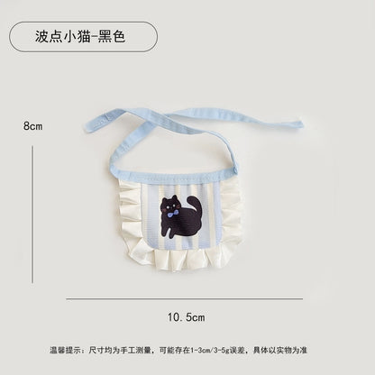 宠物围兜夏季口水巾猫狗薄款蕾丝围脖手工布艺项圈可爱拍照花边