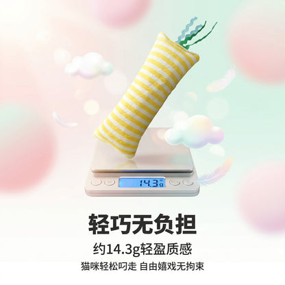猫咪抱踹毛绒玩具黄白条纹流苏抱枕幼猫成猫解闷自嗨啃咬宠物玩具
