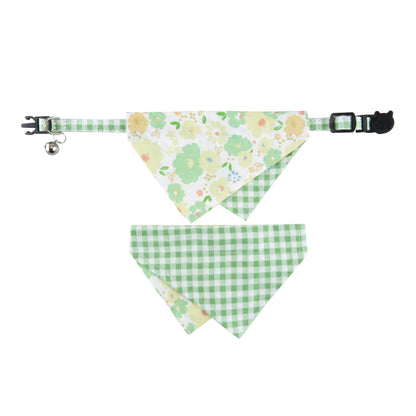 Mokka floral bow tie cat collar shown in natural lighting