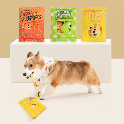 亚马逊爆款创意狗狗毛绒玩具 零食造型可爱内藏小零食互动狗玩具
