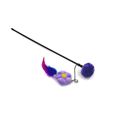 Moo Flower & Insect Cat Wand Toy with vibrant flower and insect designs on a wand
