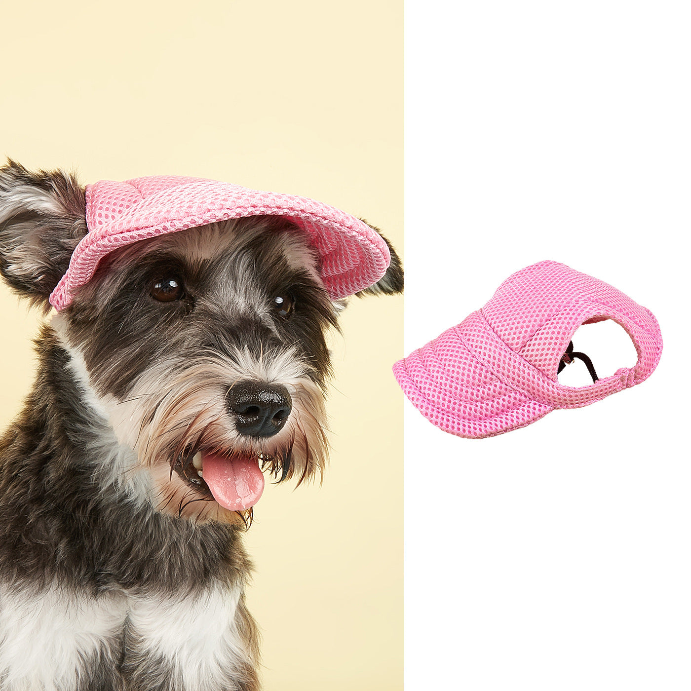 Ozzie dog hat in blue with adjustable strap laid flat on wooden surface
