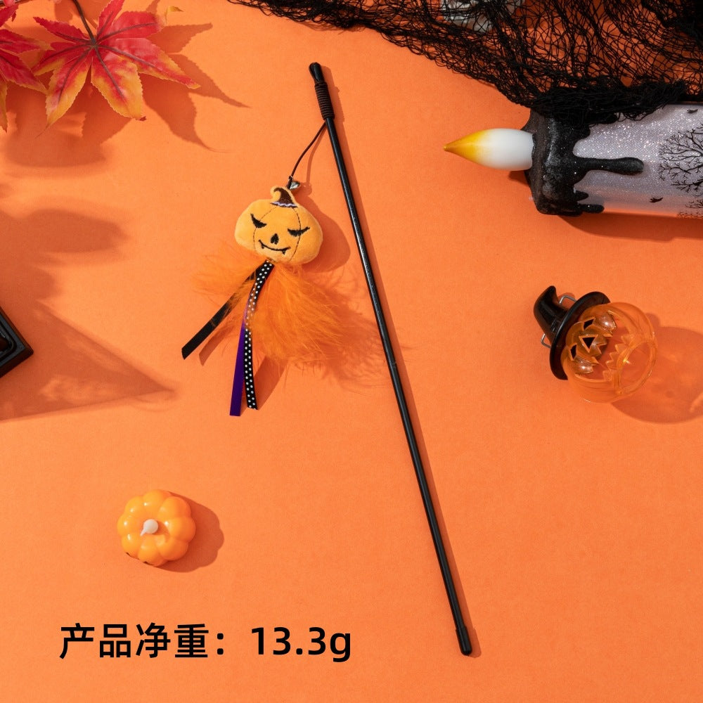 Moo - Bell & Feather Trim cat wand toy