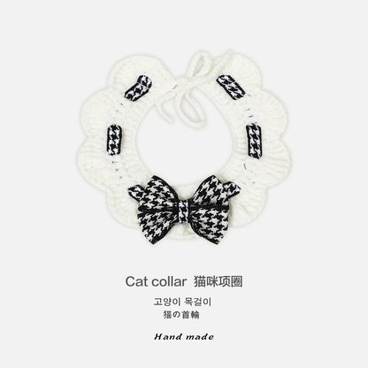 猫咪狗狗编织项圈手工针织毛线项圈宠物围脖围巾饰品猫咪脖子项圈
