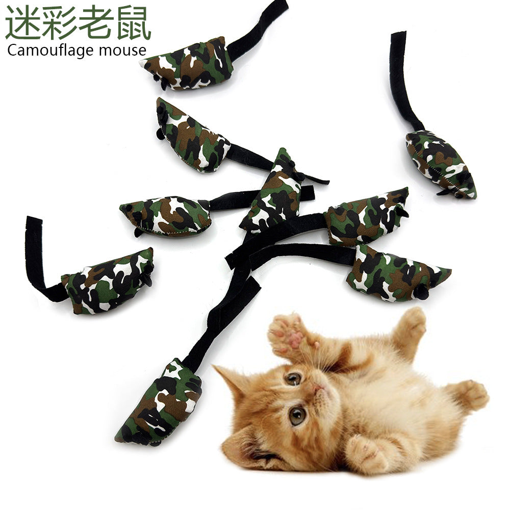 新品跨境猫玩具可爱迷彩老鼠逗猫玩具互动自嗨解闷宠物用品批发