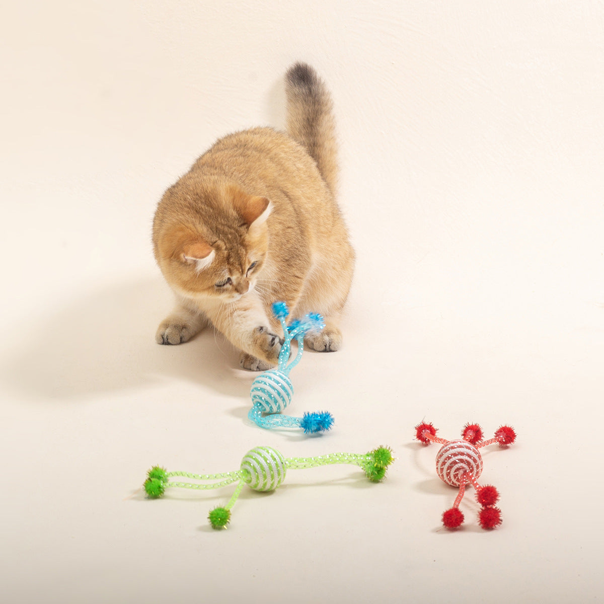 网红猫玩具网管绕绳球金聪球猫咪自嗨玩具逗猫球猫咪六爪球批发