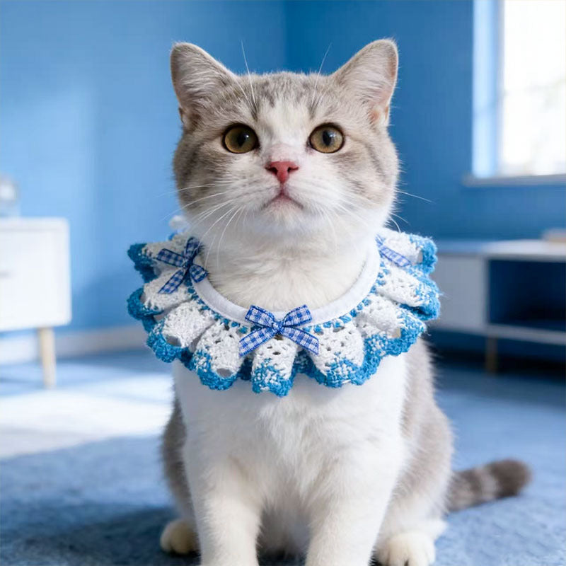 新款小清新猫咪项圈围脖小中型犬狗狗口水巾布偶可爱宠物围兜批发
