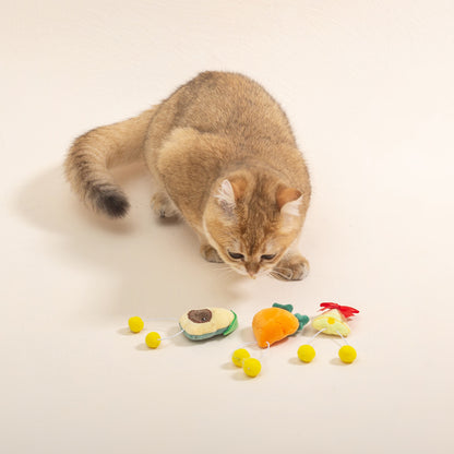 新款猫草毛绒玩偶毛球猫咪玩具耐抓耐咬内含猫薄荷玩具亚马逊现货