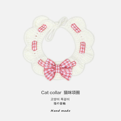 猫咪狗狗编织项圈手工针织毛线项圈宠物围脖围巾饰品猫咪脖子项圈