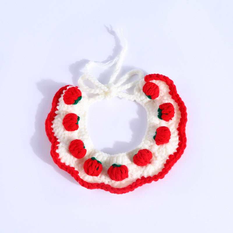 Mokka - Strawberry Design Knit Adjustable Cat Collar