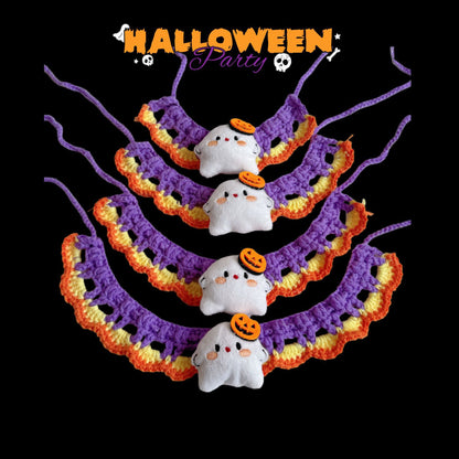 Mokka - Ghost with Jack-o'-Lantern Accent Cat Neckwear