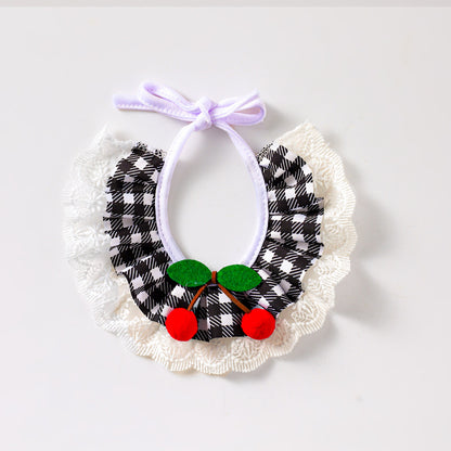 Mokka - Pom-Pom Cherry Ruffled Bib Pet Neckwear