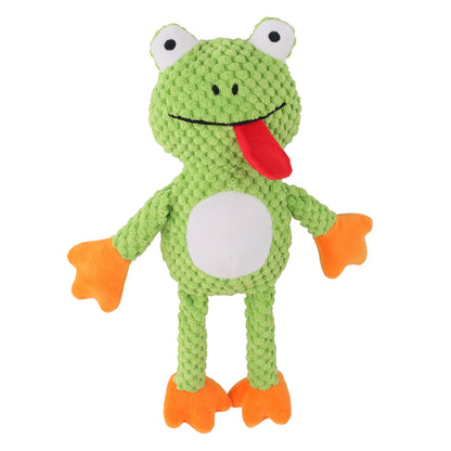Petkin - Plush Frog Dog Toy with Squeaker